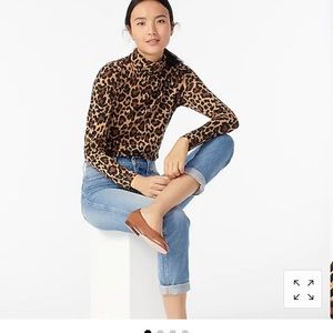 JCrew tissue turtleneck in leopard